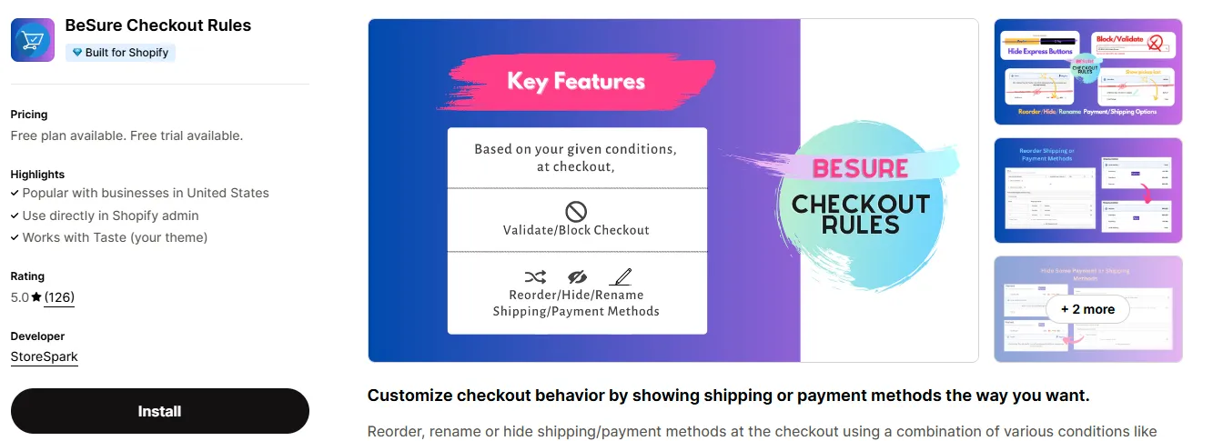 BeSure Checkout Rules